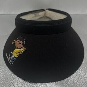 Vintage 90s Peanuts Lucy Visor Hat Black Snoopy Cartoon Town Talk USA